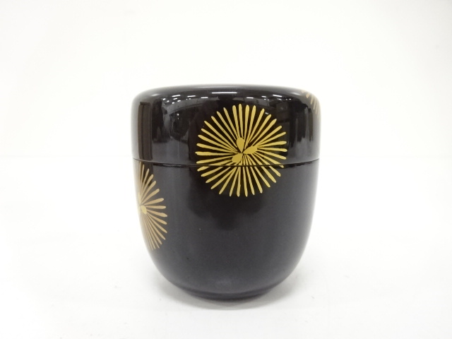  有亀造　漆塗り　唐松蒔絵　中棗